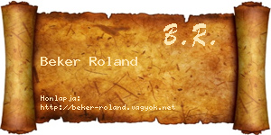 Beker Roland névjegykártya